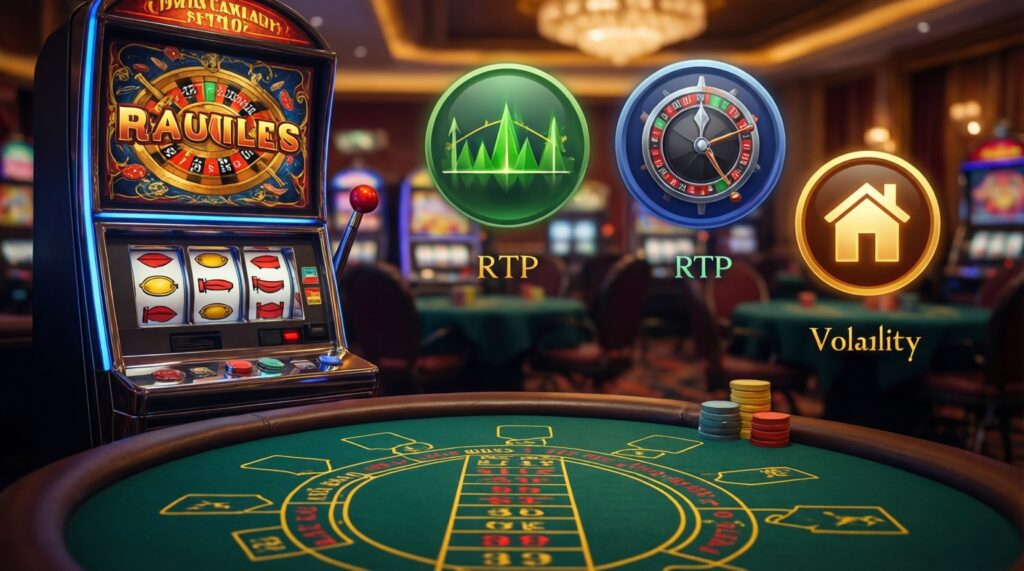 สล็อตและเกมคาสิโน: ทำความเข้าใจ RTP, Volatility และ House Edge แบบง่ายๆ - иллюстрация
